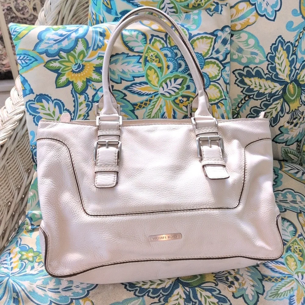 Michael Kors White Leather Tote Bag